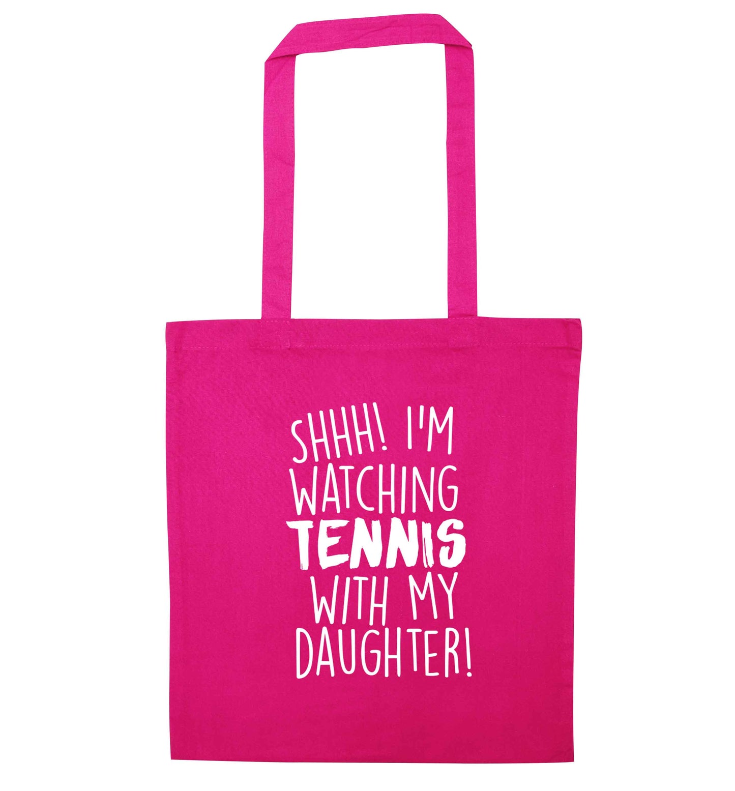 Shh! I'm watching tennis with my daughter! pink tote bag