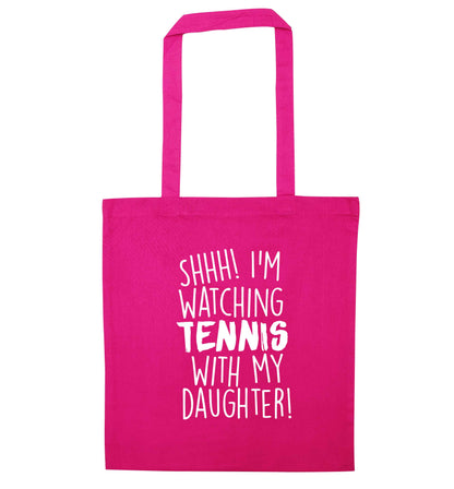 Shh! I'm watching tennis with my daughter! pink tote bag