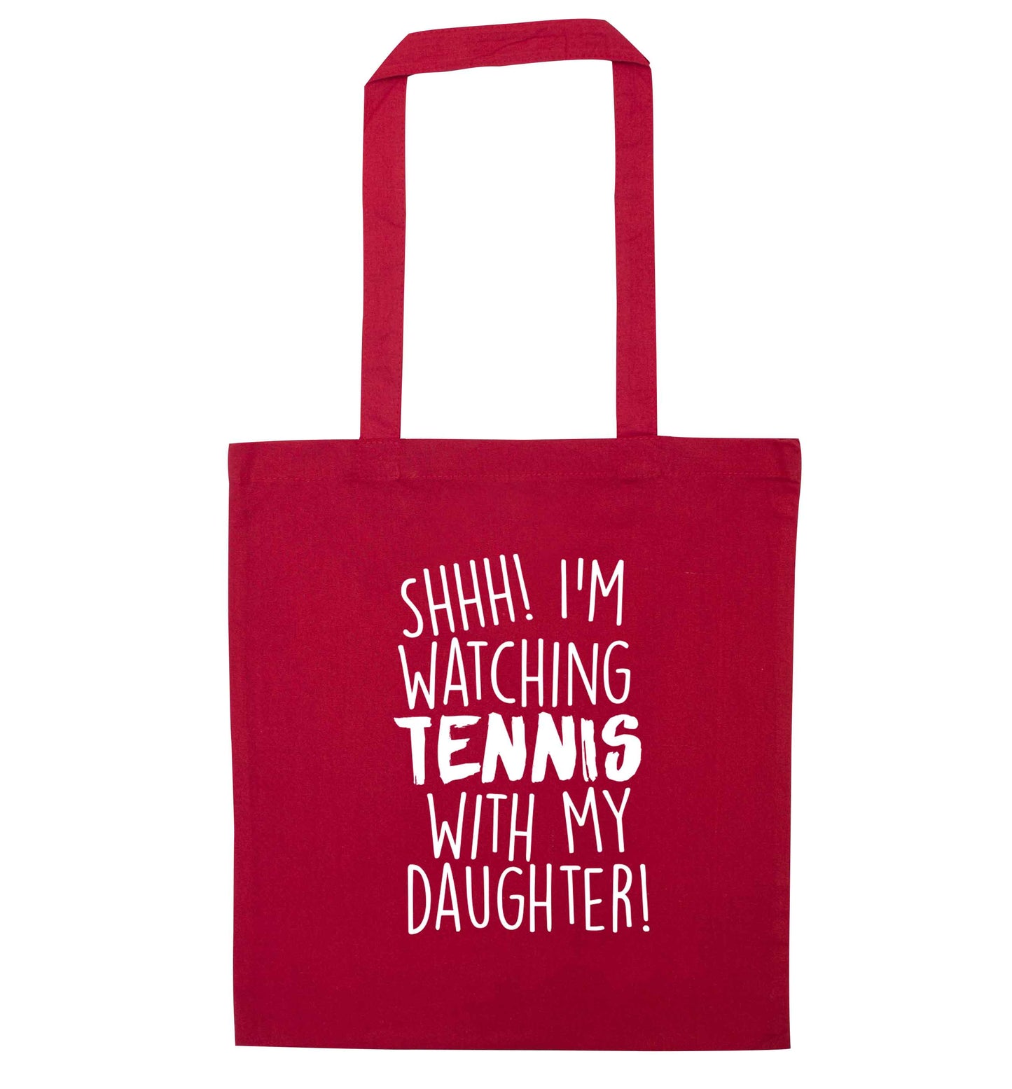 Shh! I'm watching tennis with my daughter! red tote bag
