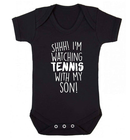 Shh! I'm watching tennis with my son! Baby Vest black 18-24 months