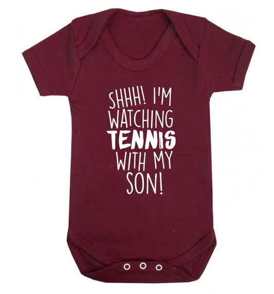 Shh! I'm watching tennis with my son! Baby Vest maroon 18-24 months