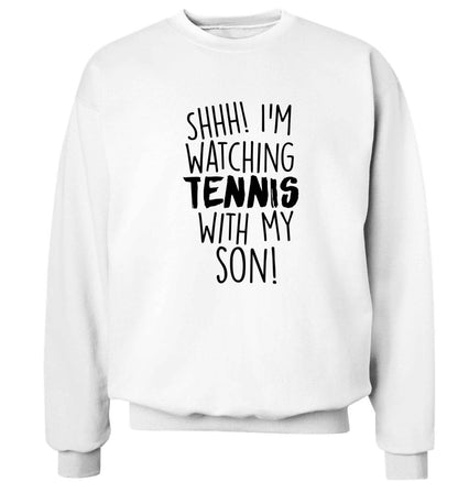 Shh! I'm watching tennis with my son! Adult's unisex white Sweater 2XL