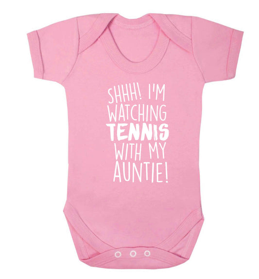 Shh! I'm watching tennis with my auntie! Baby Vest pale pink 18-24 months