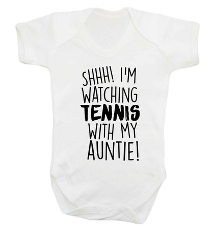 Shh! I'm watching tennis with my auntie! Baby Vest white 18-24 months