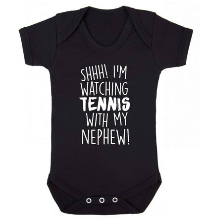 Shh! I'm watching tennis with my nephew! Baby Vest black 18-24 months