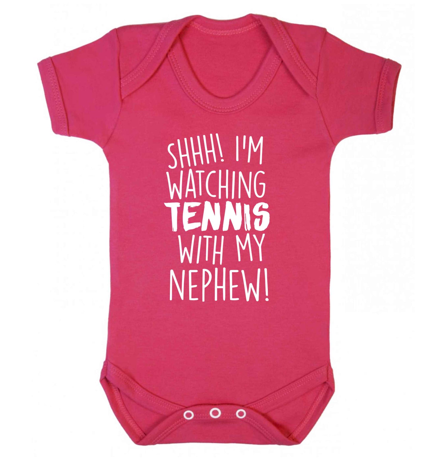 Shh! I'm watching tennis with my nephew! Baby Vest dark pink 18-24 months