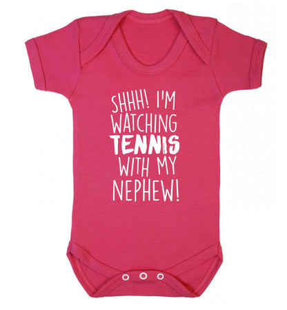 Shh! I'm watching tennis with my nephew! Baby Vest dark pink 18-24 months