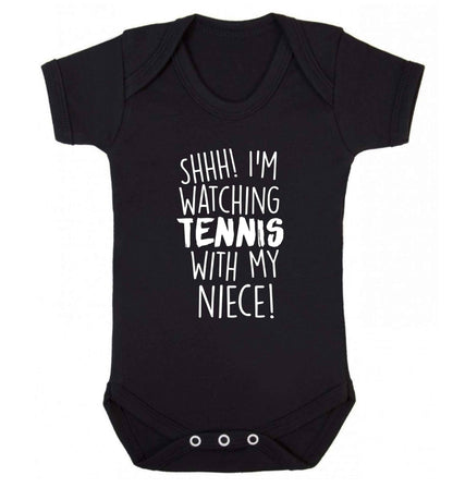 Shh! I'm watching tennis with my niece! Baby Vest black 18-24 months