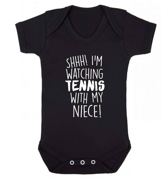 Shh! I'm watching tennis with my niece! Baby Vest black 18-24 months