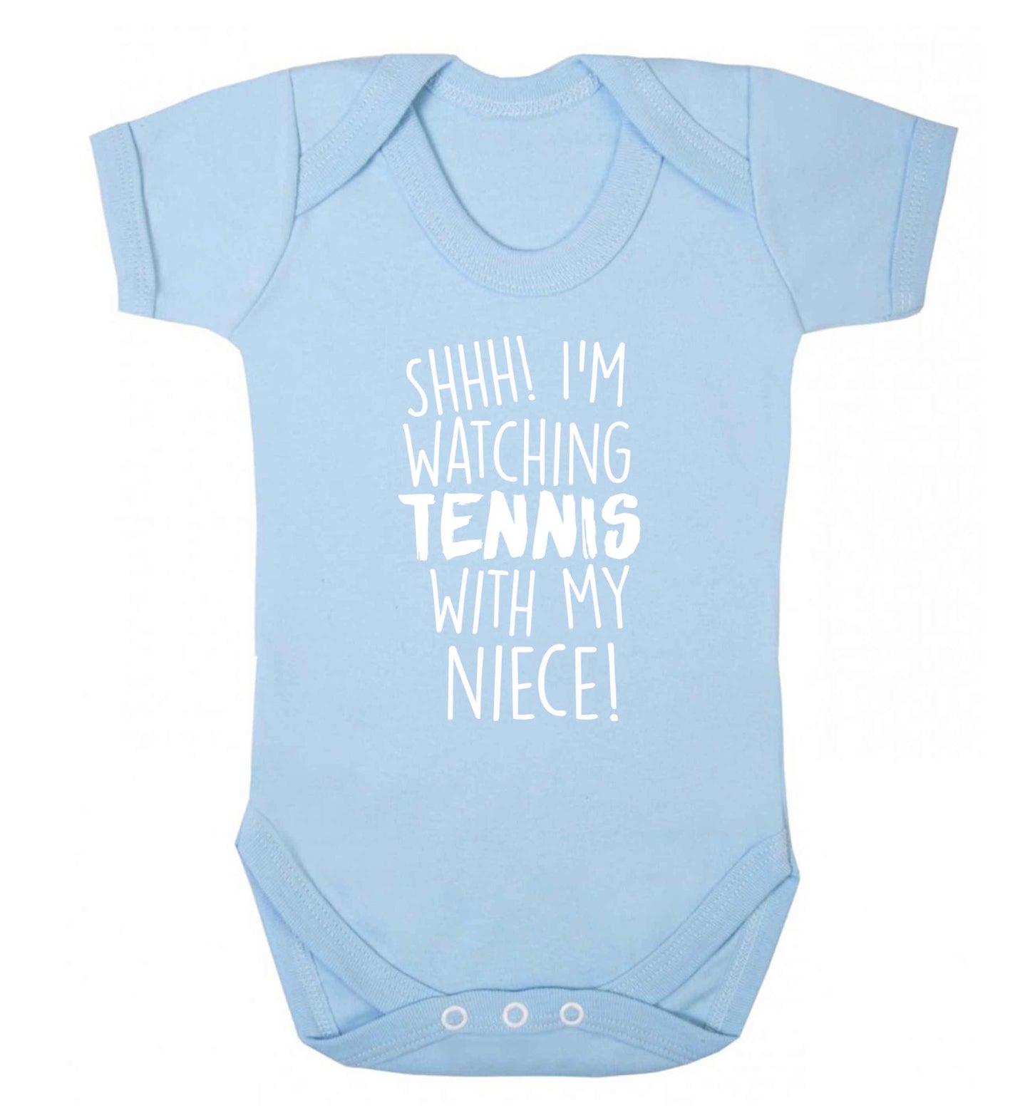 Shh! I'm watching tennis with my niece! Baby Vest pale blue 18-24 months
