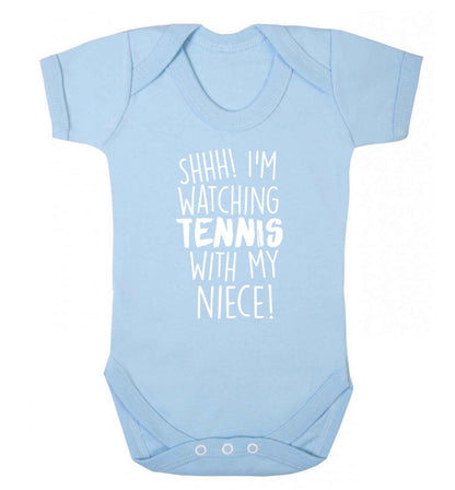 Shh! I'm watching tennis with my niece! Baby Vest pale blue 18-24 months