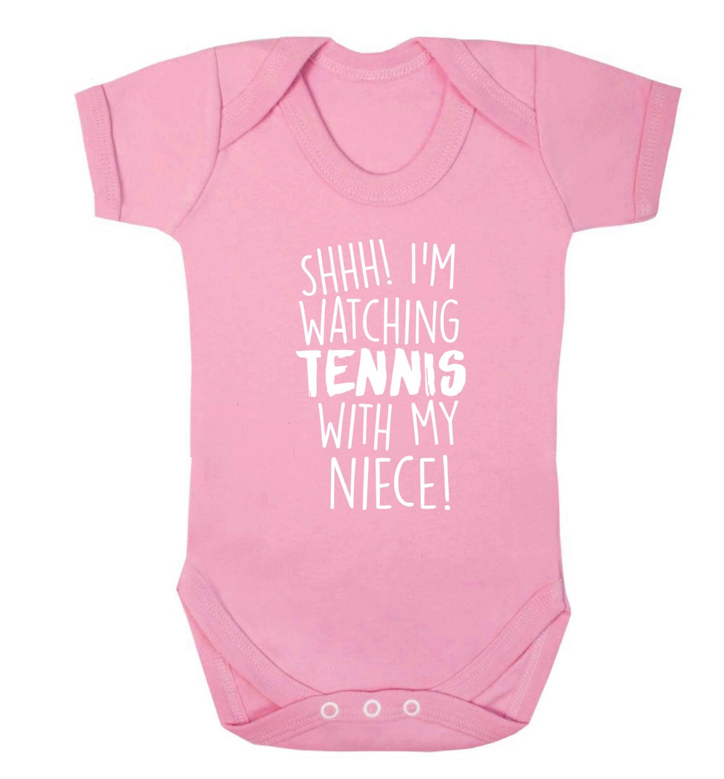 Shh! I'm watching tennis with my niece! Baby Vest pale pink 18-24 months