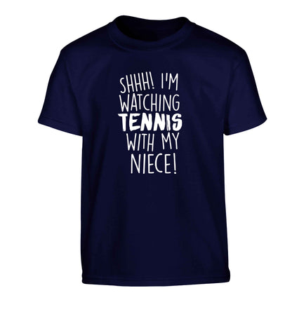 Shh! I'm watching tennis with my niece! Children's navy Tshirt 12-13 Years