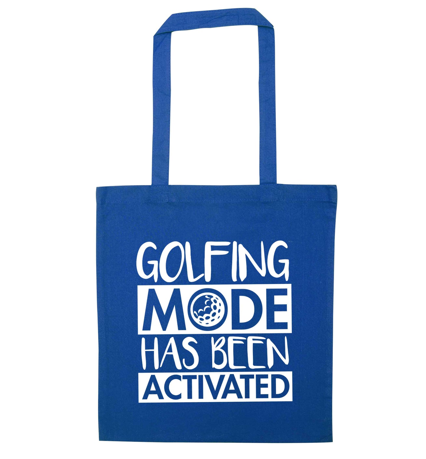 Golfing mode has been activated blue tote bag