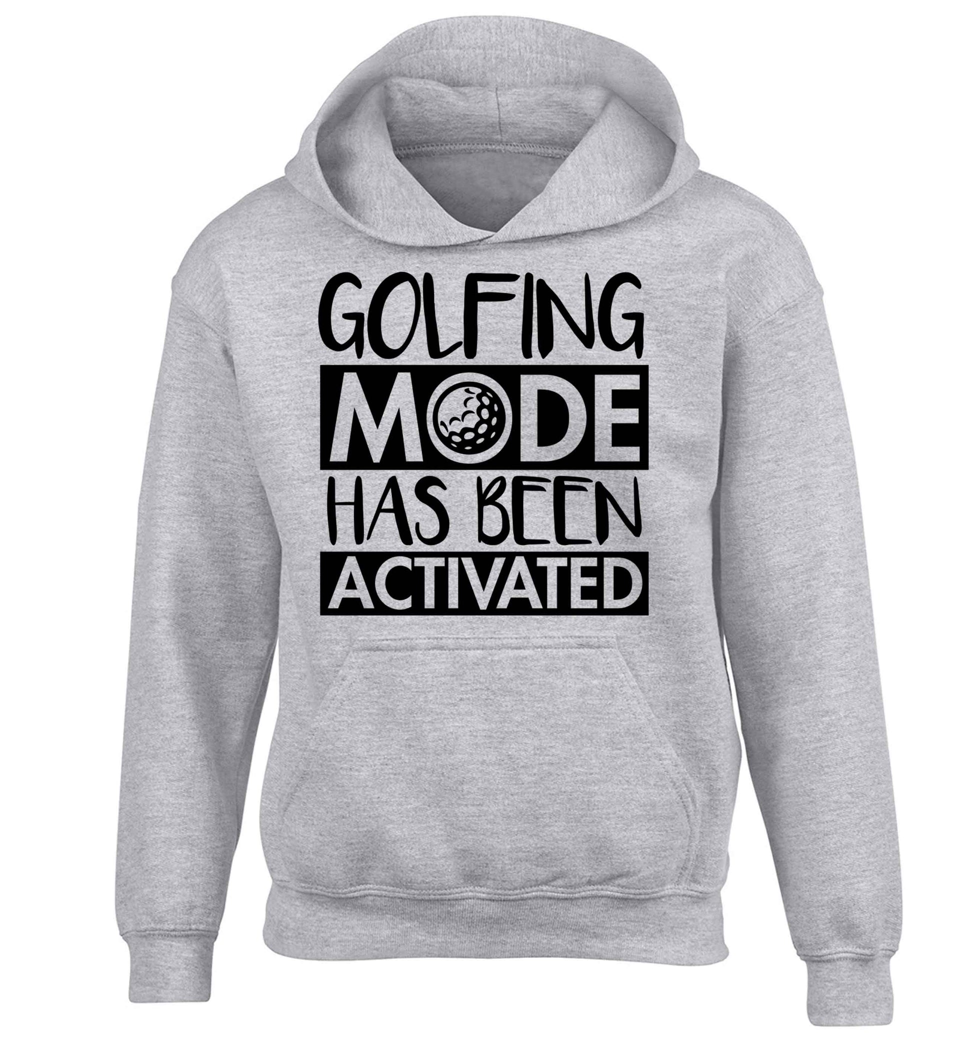 Golfing mode has been activated children's grey hoodie 12-13 Years