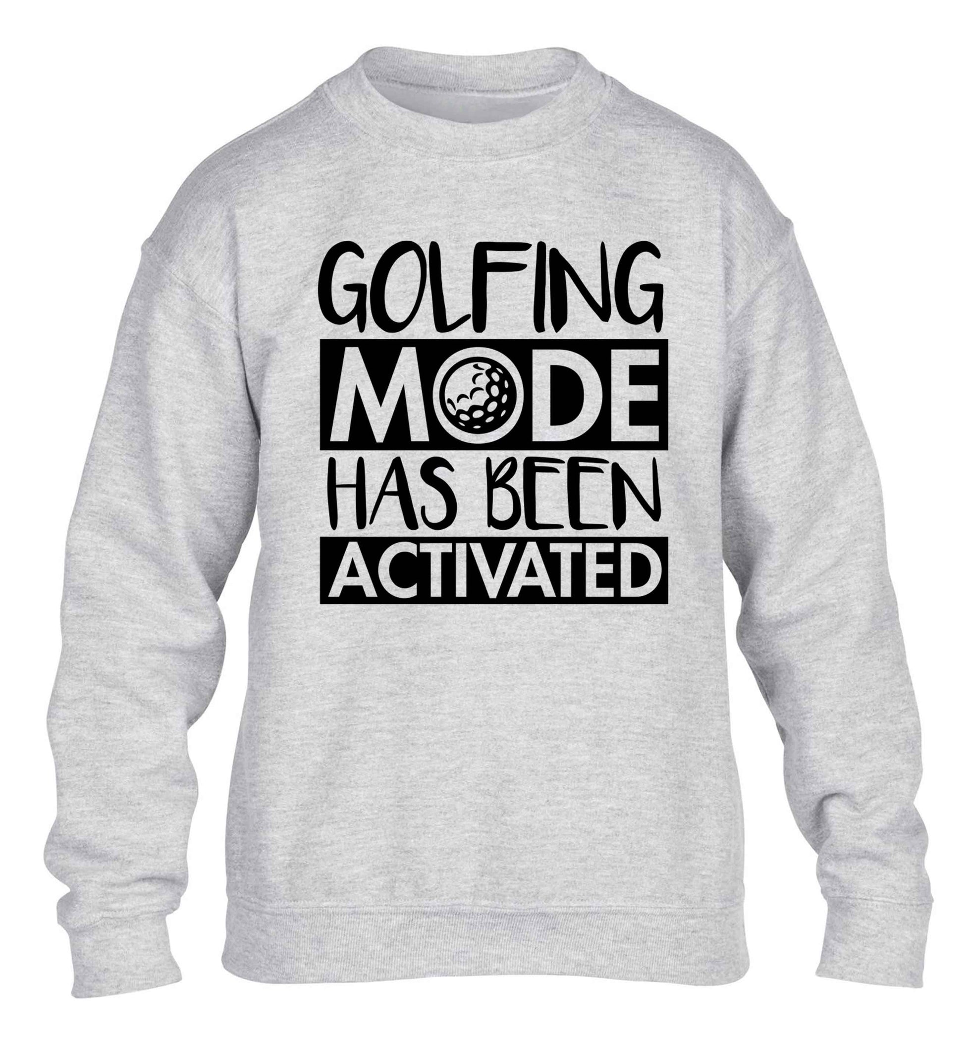 Golfing mode has been activated children's grey sweater 12-13 Years