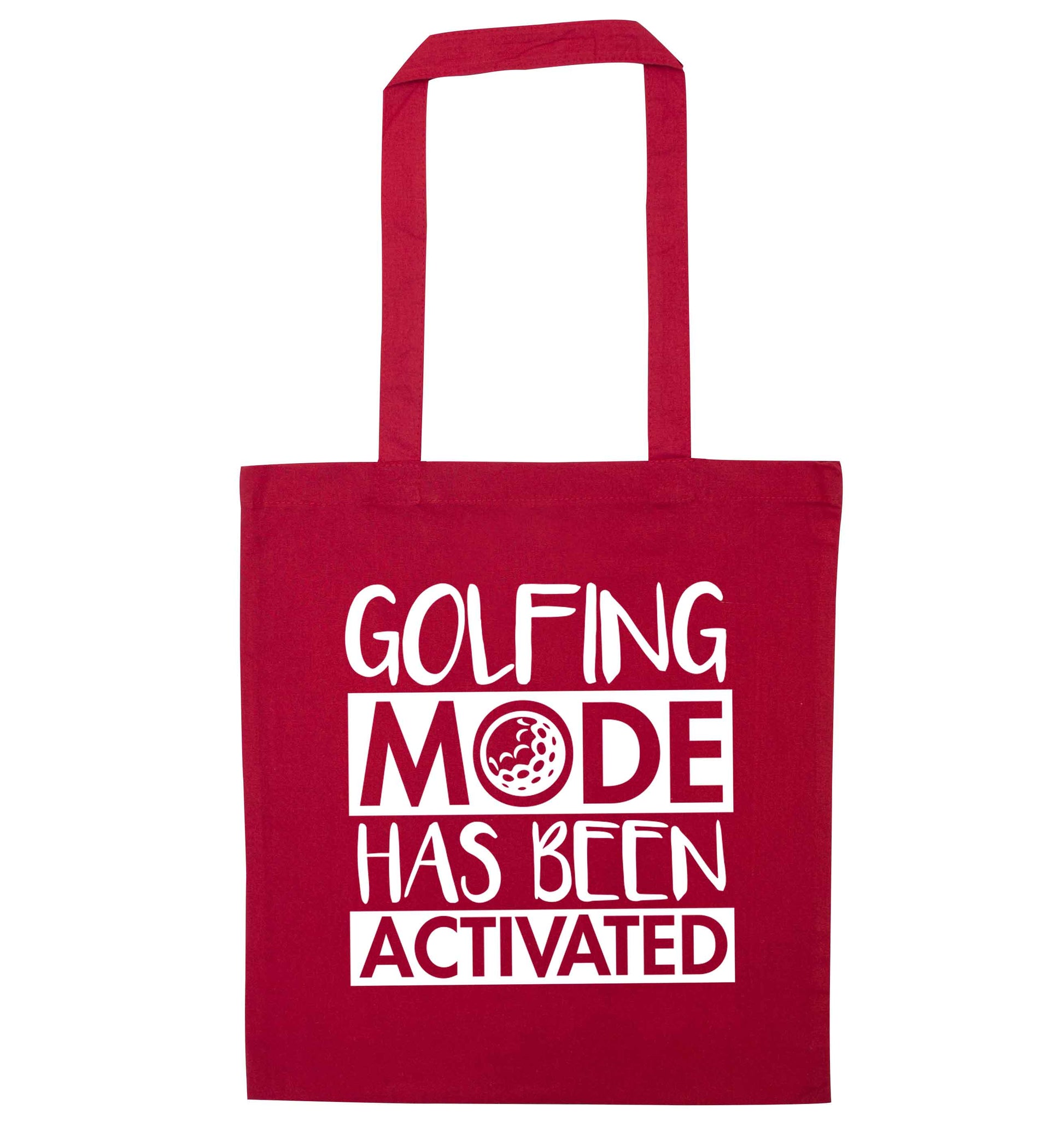 Golfing mode has been activated red tote bag