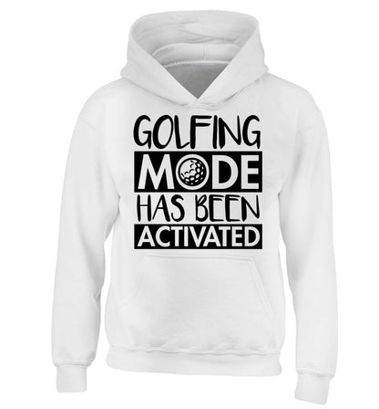 Golfing mode has been activated children's white hoodie 12-13 Years