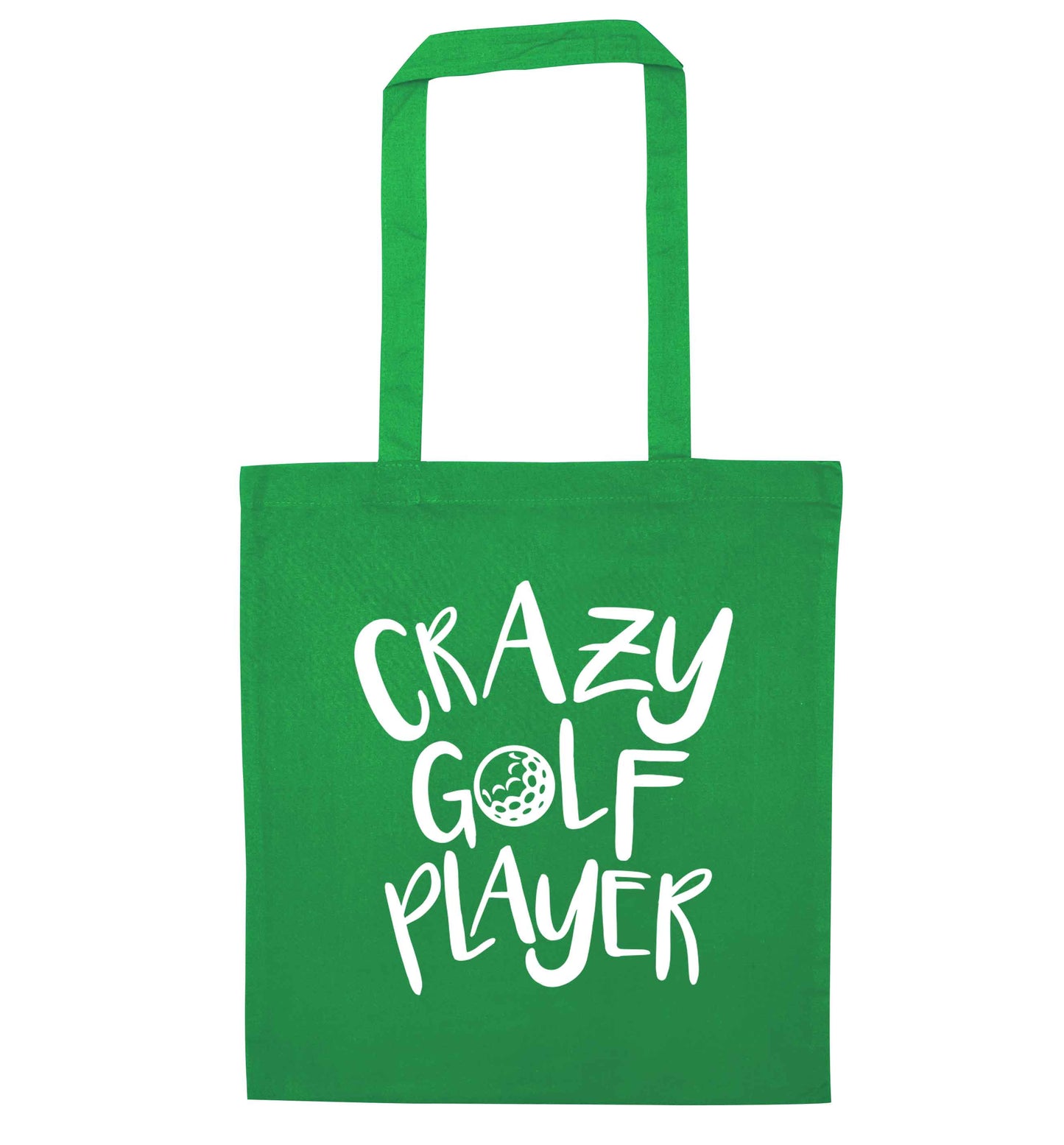 Crazy golf player green tote bag