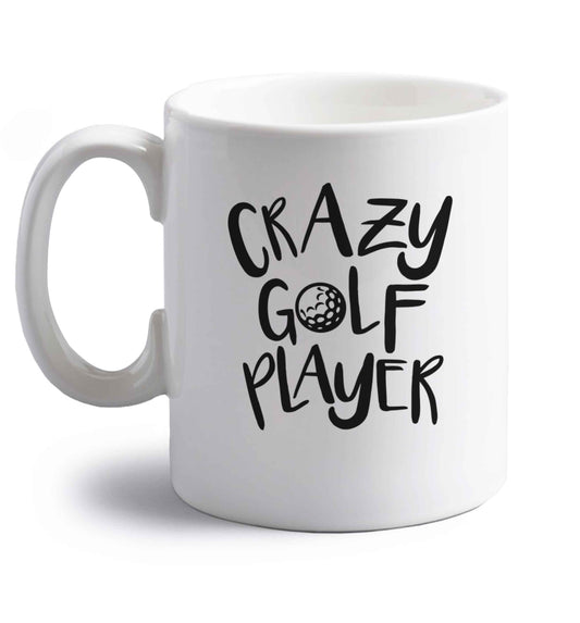 Crazy golf player right handed white ceramic mug 