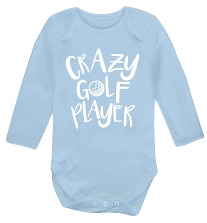 Crazy golf player Baby Vest long sleeved pale blue 6-12 months