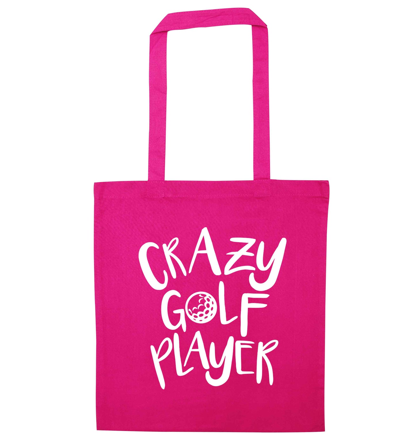 Crazy golf player pink tote bag
