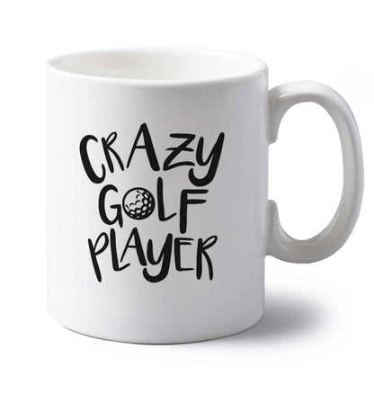 Crazy golf player left handed white ceramic mug 