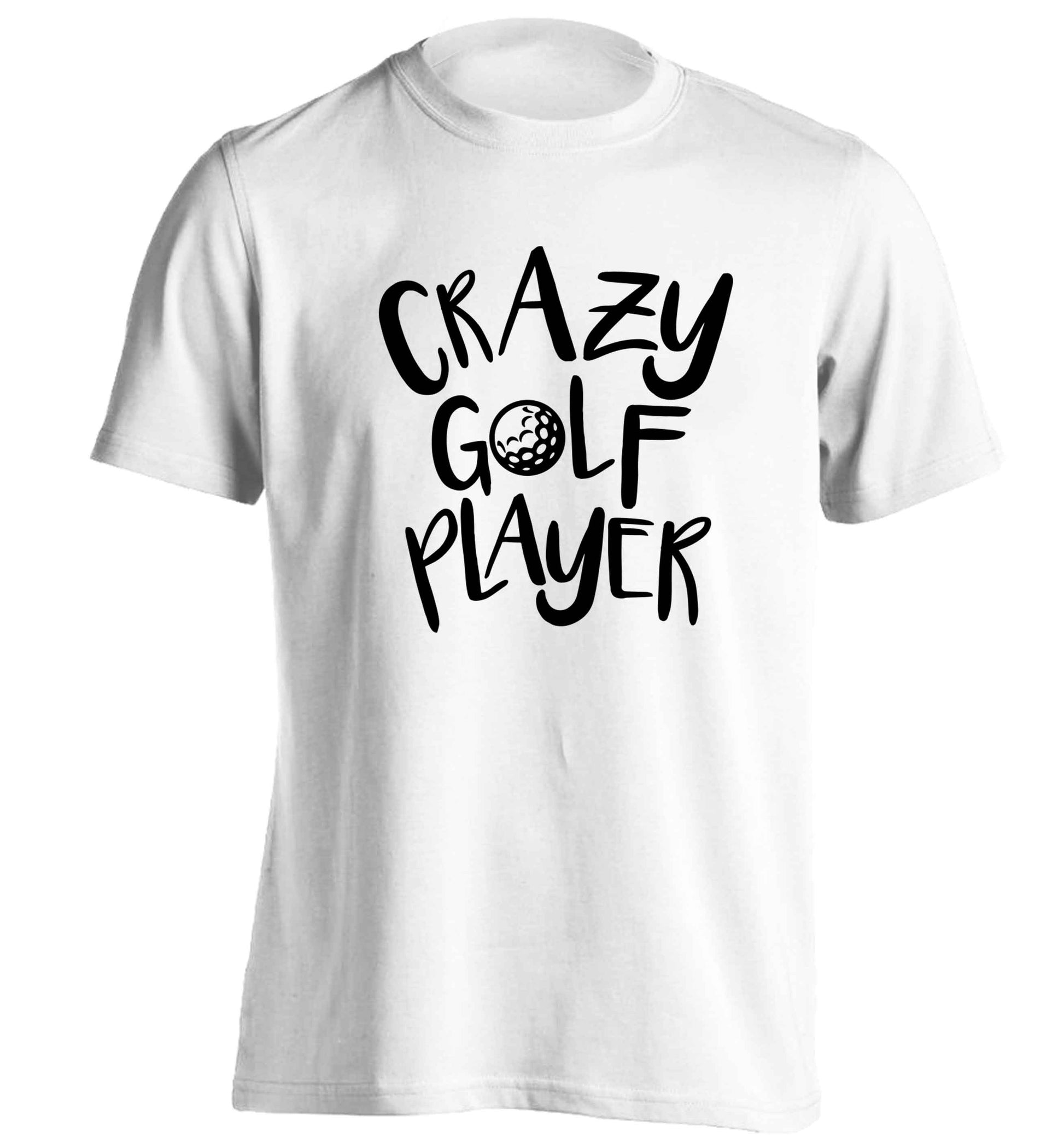 Crazy golf player adults unisex white Tshirt 2XL