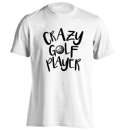 Crazy golf player adults unisex white Tshirt 2XL