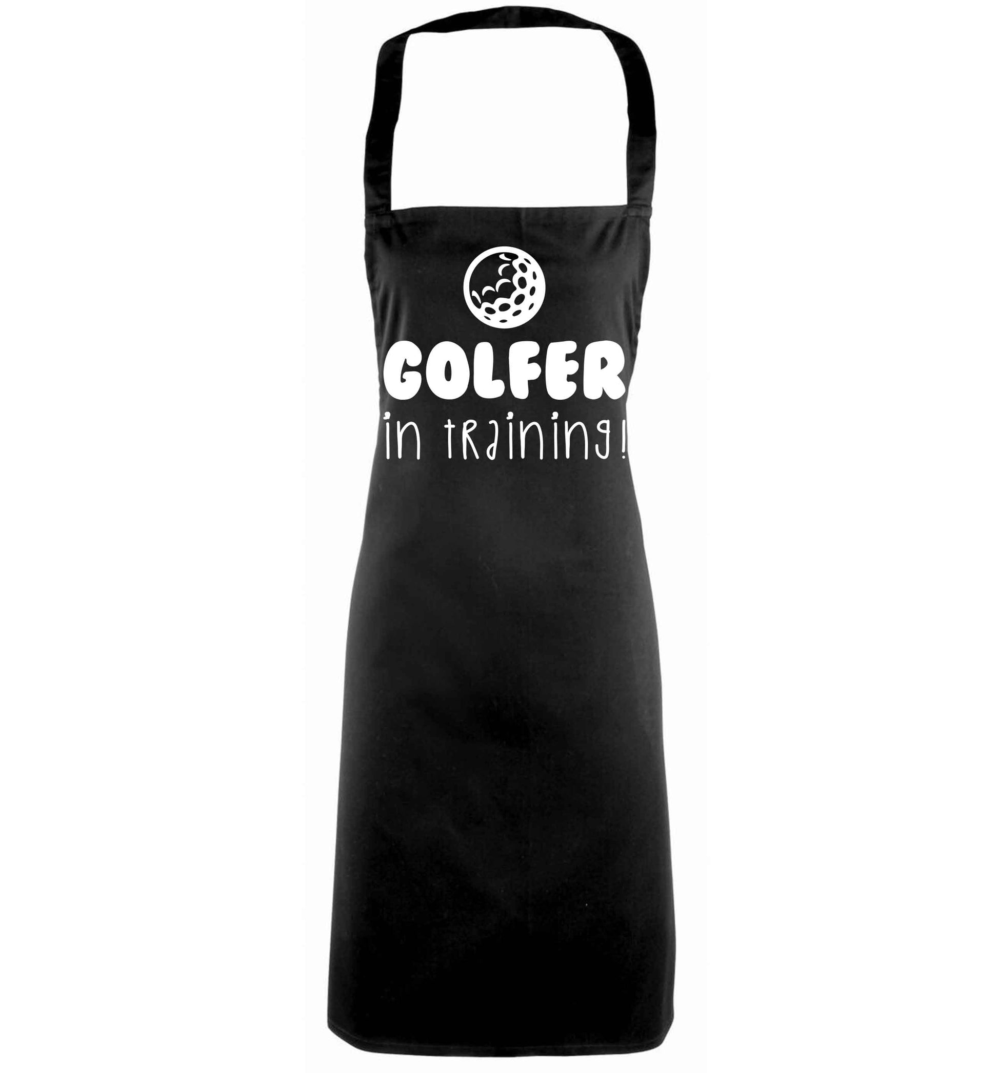Golfer in training black apron