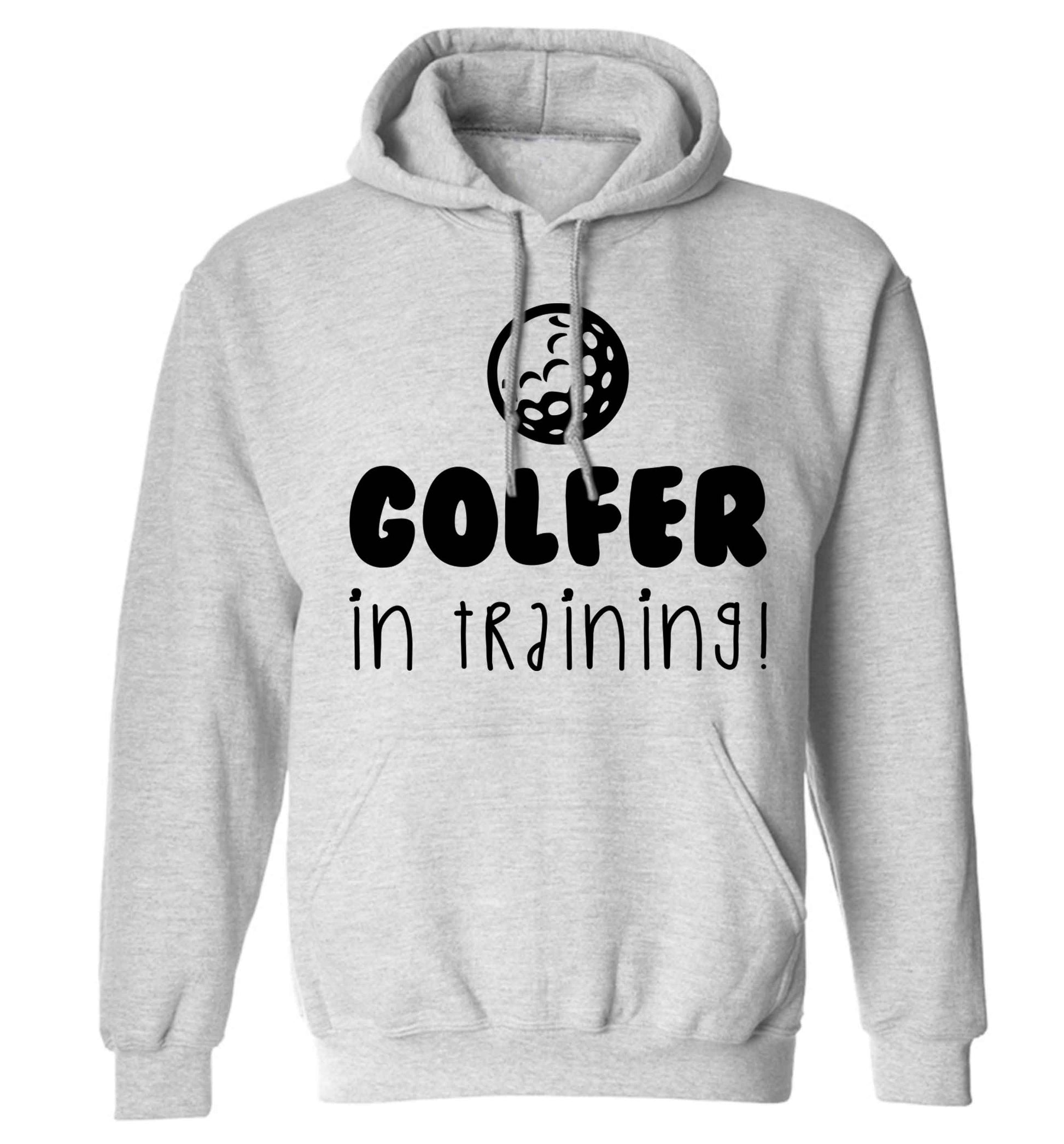 Golfer in training adults unisex grey hoodie 2XL