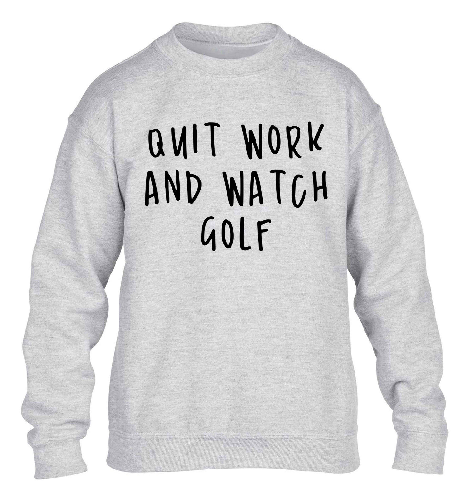 Quit work and watch golf children's grey sweater 12-13 Years