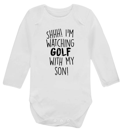 Shh I'm watching golf with my son Baby Vest long sleeved white 6-12 months