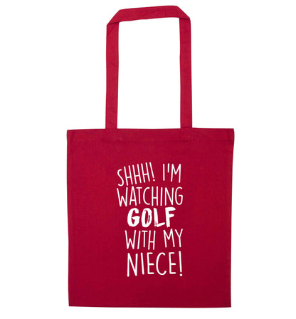 Shh I'm watching golf with my niece red tote bag
