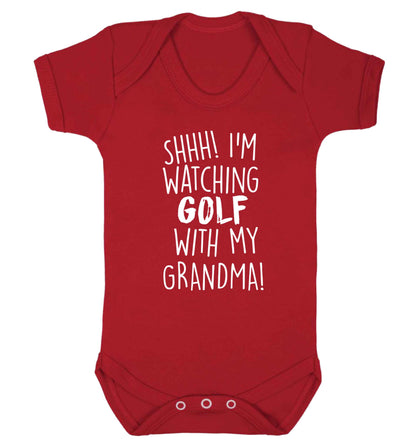 Shh I'm watching golf with my grandma Baby Vest red 18-24 months