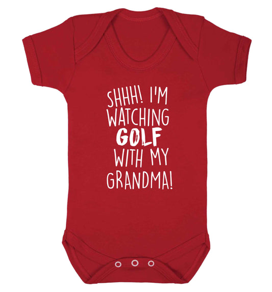 Shh I'm watching golf with my grandma Baby Vest red 18-24 months