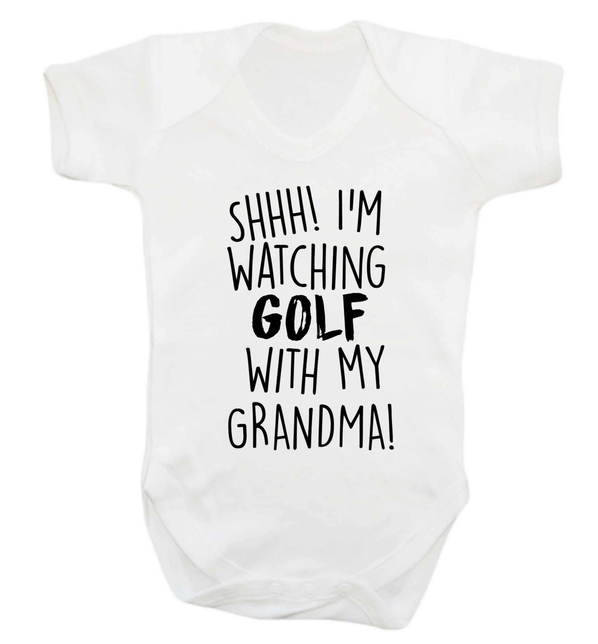 Shh I'm watching golf with my grandma Baby Vest white 18-24 months
