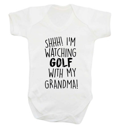 Shh I'm watching golf with my grandma Baby Vest white 18-24 months