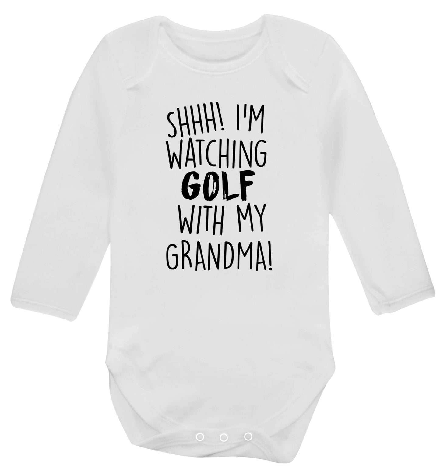 Shh I'm watching golf with my grandma Baby Vest long sleeved white 6-12 months