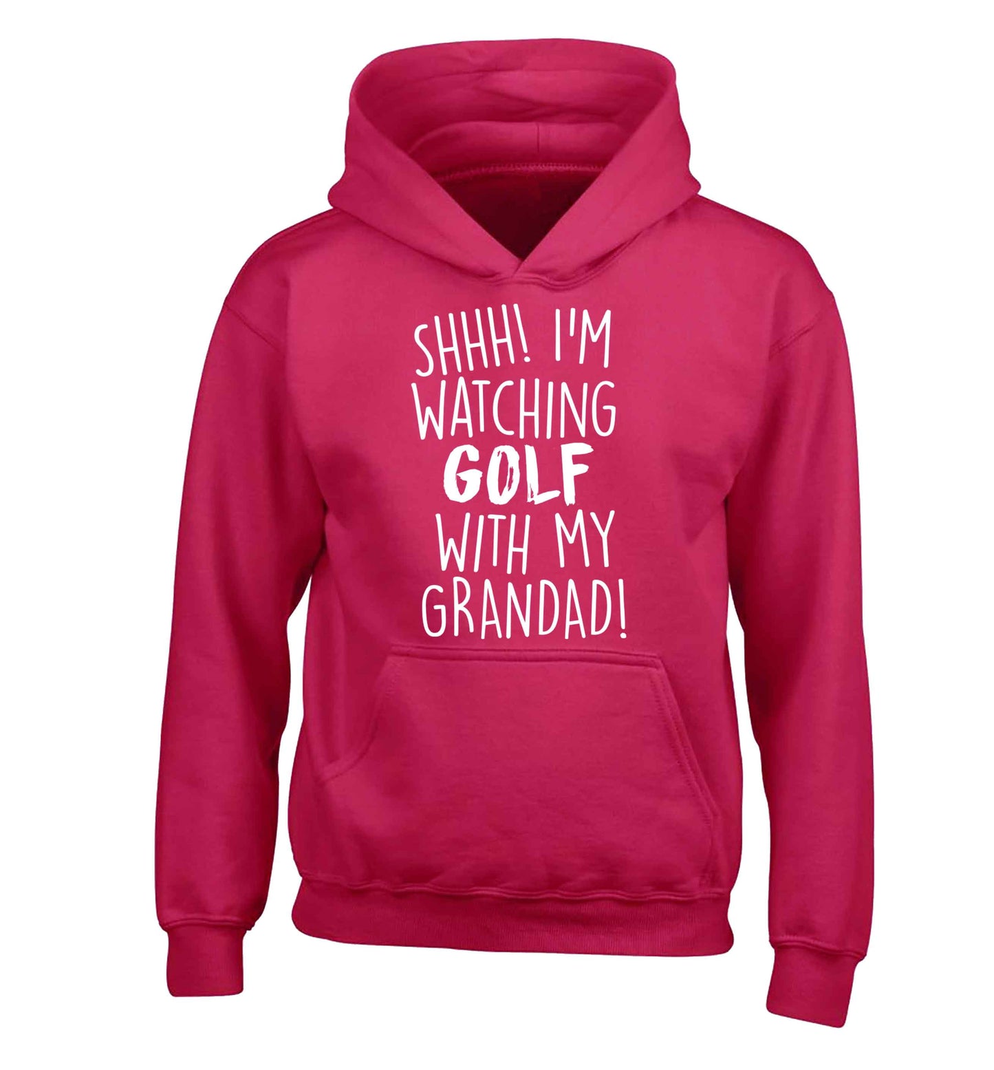 Shh I'm watching golf with my grandad children's pink hoodie 12-13 Years
