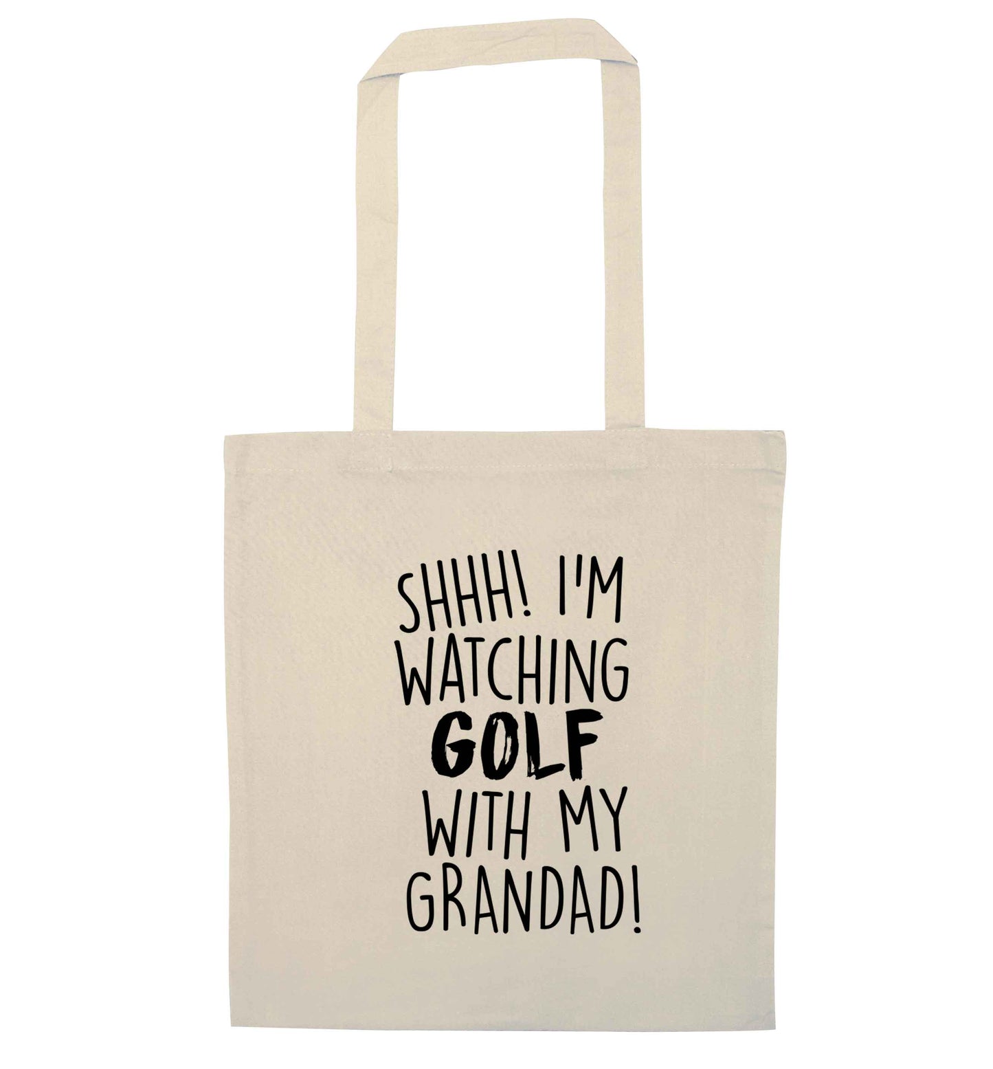 Shh I'm watching golf with my grandad natural tote bag