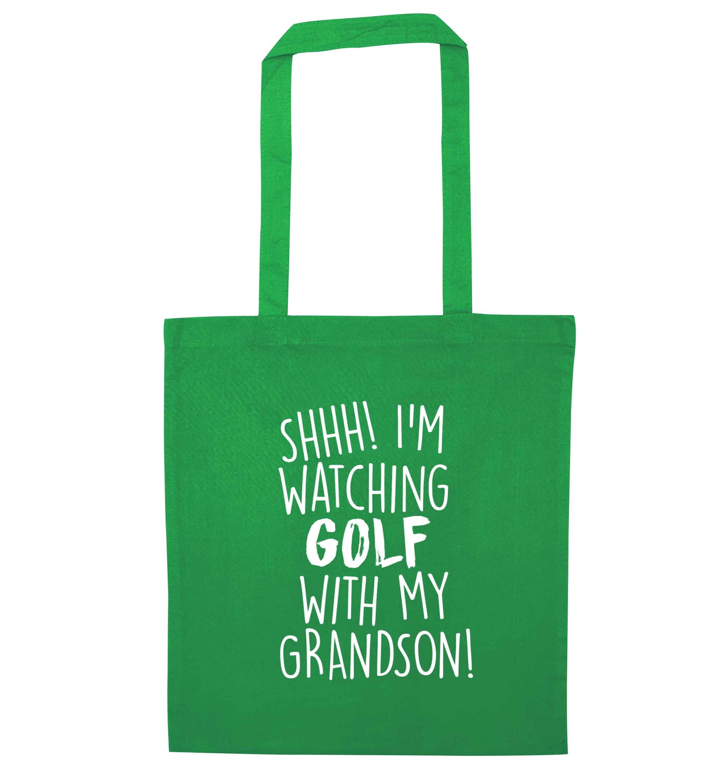Shh I'm watching golf with my grandsongreen tote bag