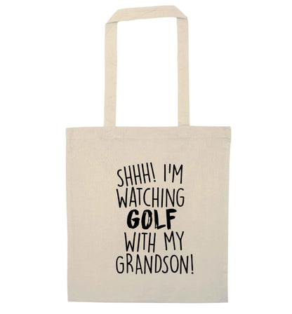 Shh I'm watching golf with my grandsonnatural tote bag