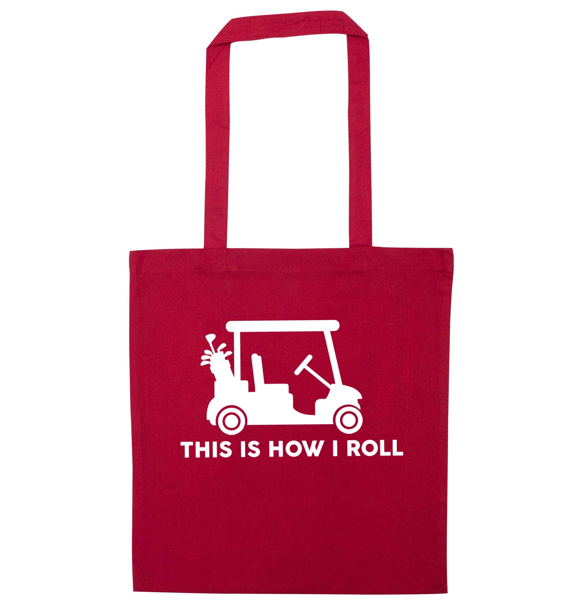 This is how I roll golf cart red tote bag