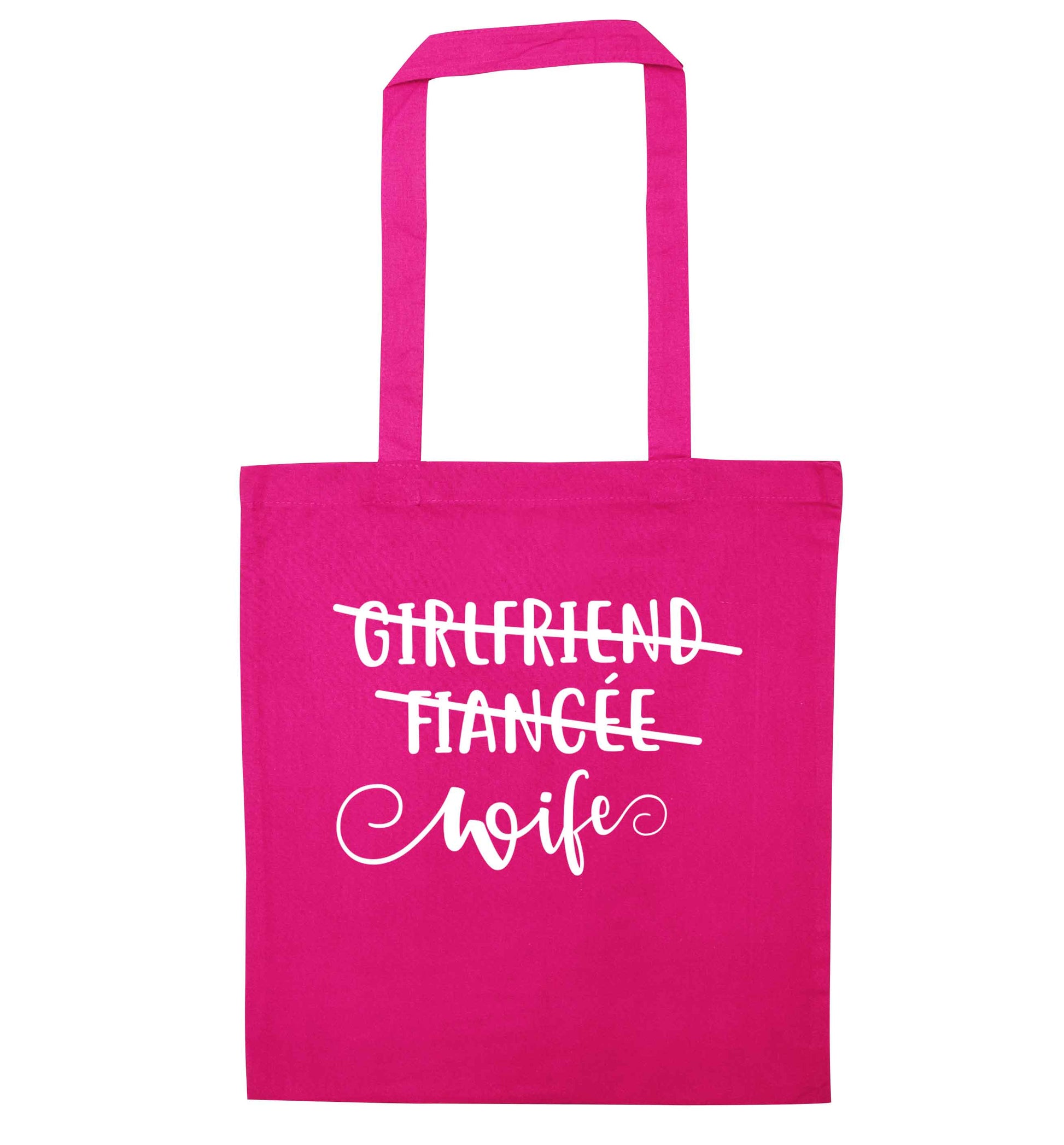 Girlfriend, fiancee, wife pink tote bag