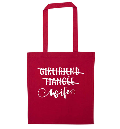 Girlfriend, fiancee, wife red tote bag