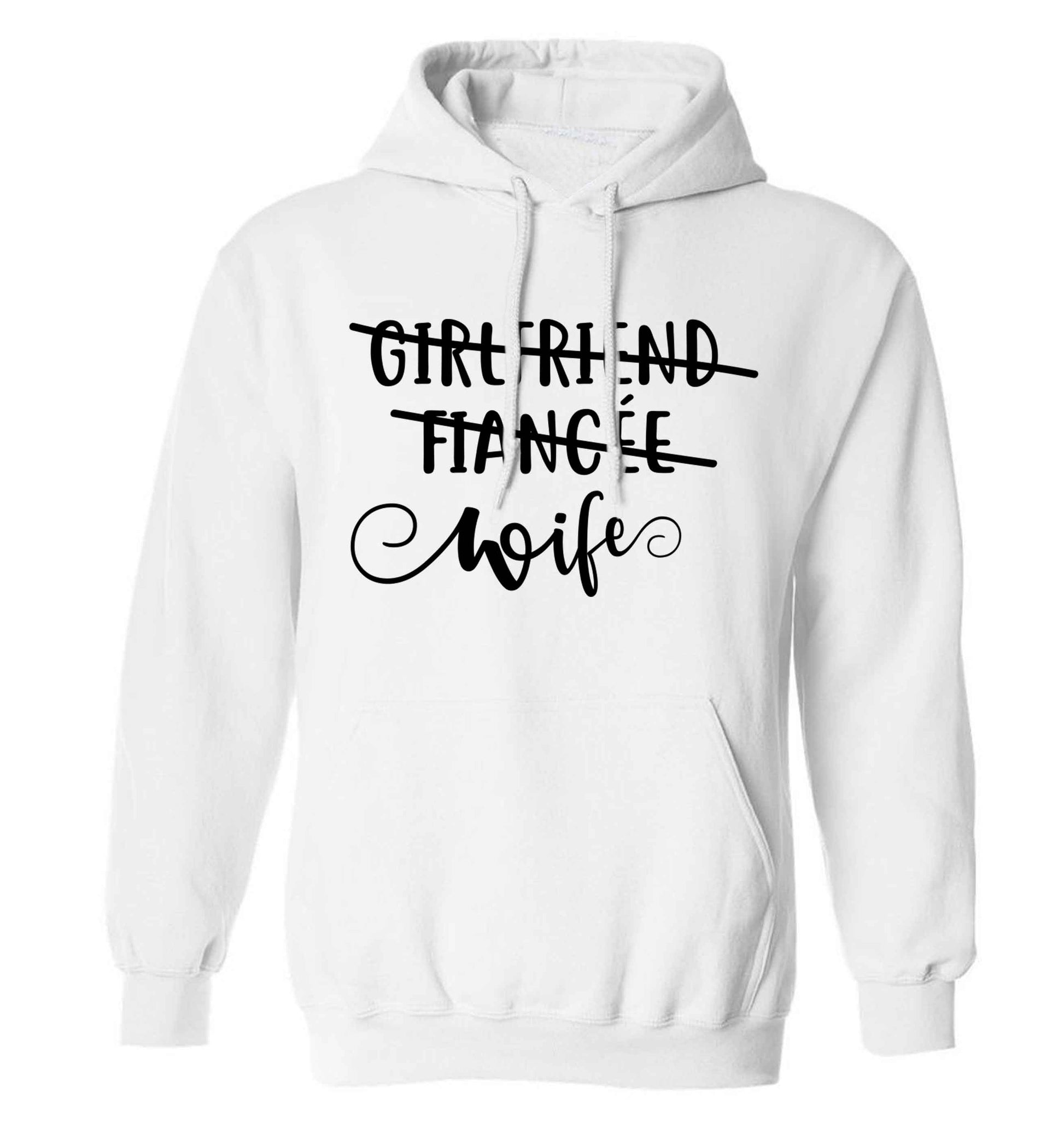 Girlfriend, fiancee, wife adults unisex white hoodie 2XL