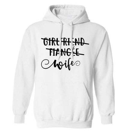 Girlfriend, fiancee, wife adults unisex white hoodie 2XL