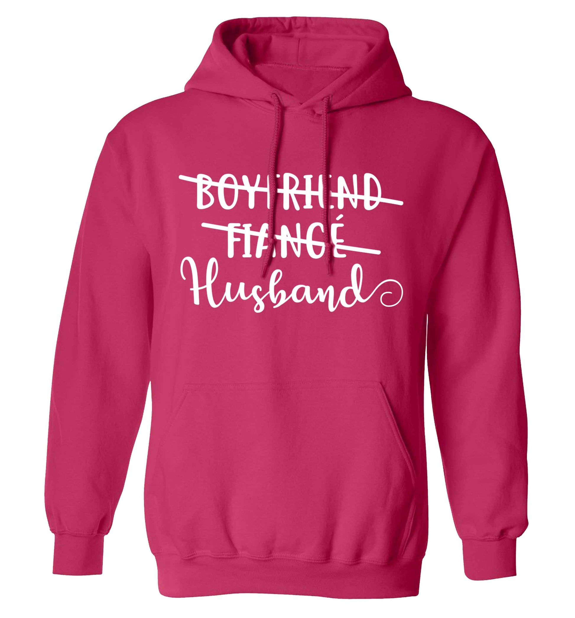 Boyfriend, fiance, husband adults unisex pink hoodie 2XL