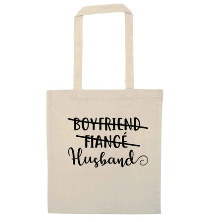 Boyfriend, fiance, husband natural tote bag